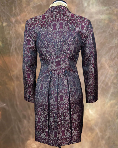 Women's Brocade Frock Coat - Burgundy Paisley