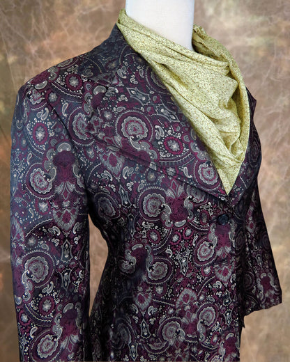 Women's Brocade Frock Coat - Burgundy Paisley