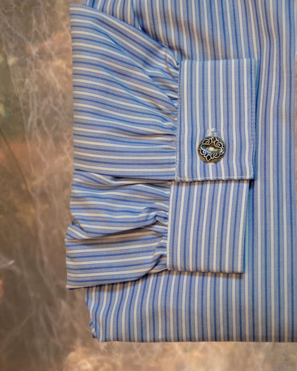 Blue and White Stripe Men's Victorian Shirt