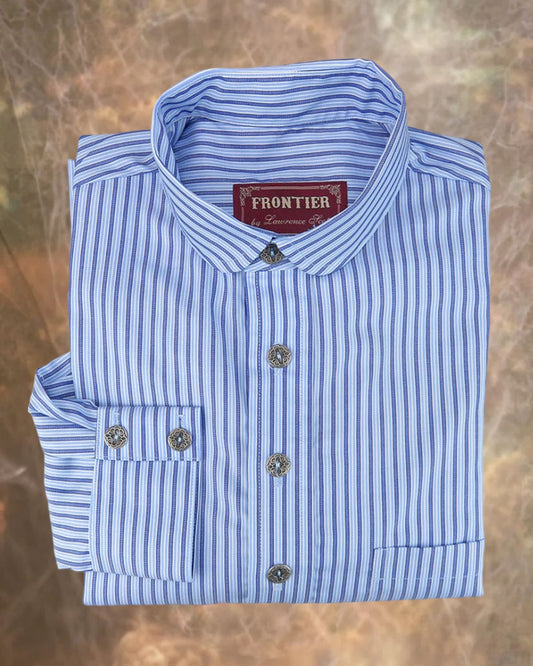 Blue on Blue Antique Stripe Men's Dakota Shirt