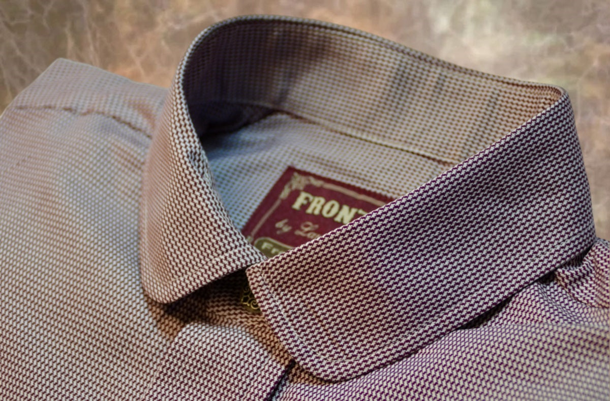 Burgundy and White Basketweave Print Dakota Shirt