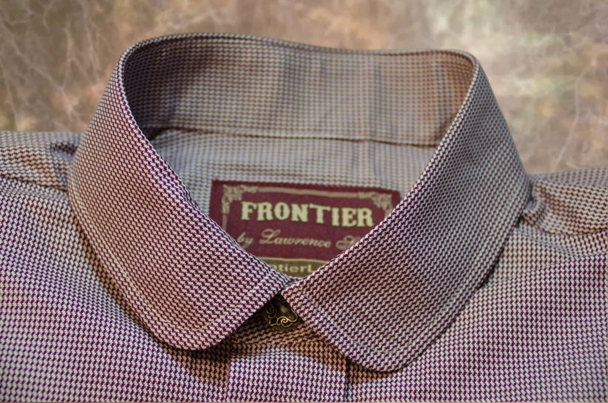 Burgundy and White Basketweave Print Dakota Shirt