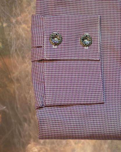 Burgundy and White Basketweave Print Dakota Shirt