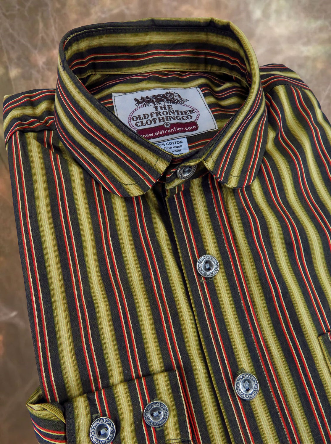 Carpenter Stripe Red, Black and Olive Men's Dakota Shirt