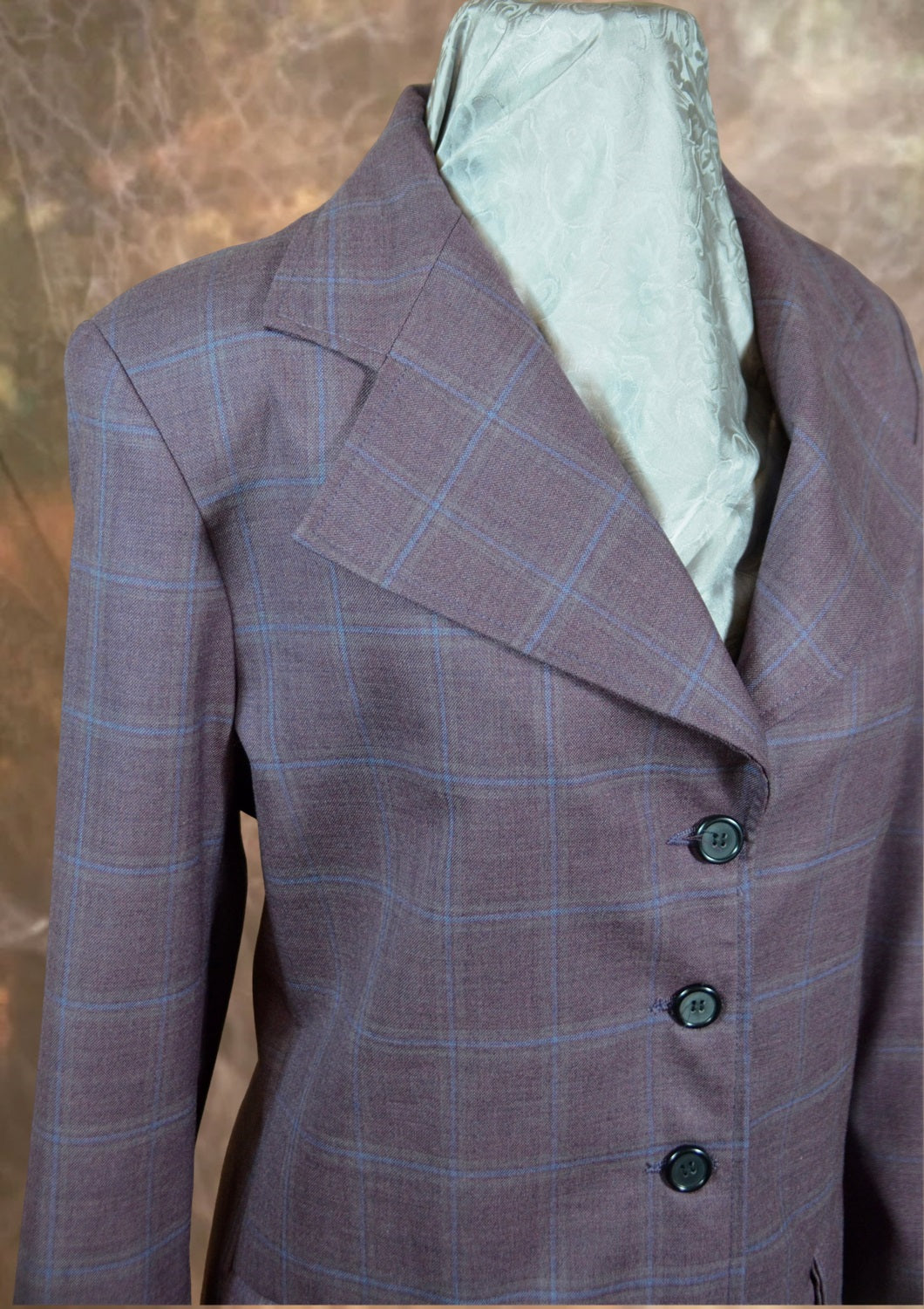 Women's Frock Coat - Iris with Light Blue Windowpane 973b