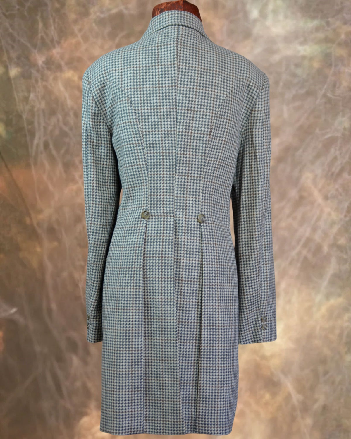 Women's Frock Coat - Slate Blue with Copper Houndstooth f105