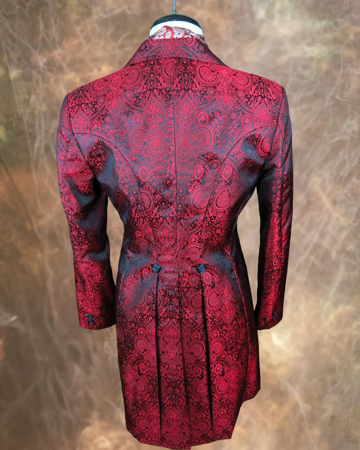 Women's Brocade Frock Coat - Red Paisley