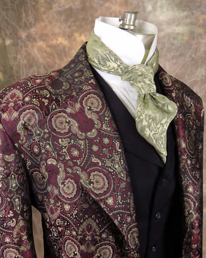 Men's Brocade Frock Coat - Burgundy