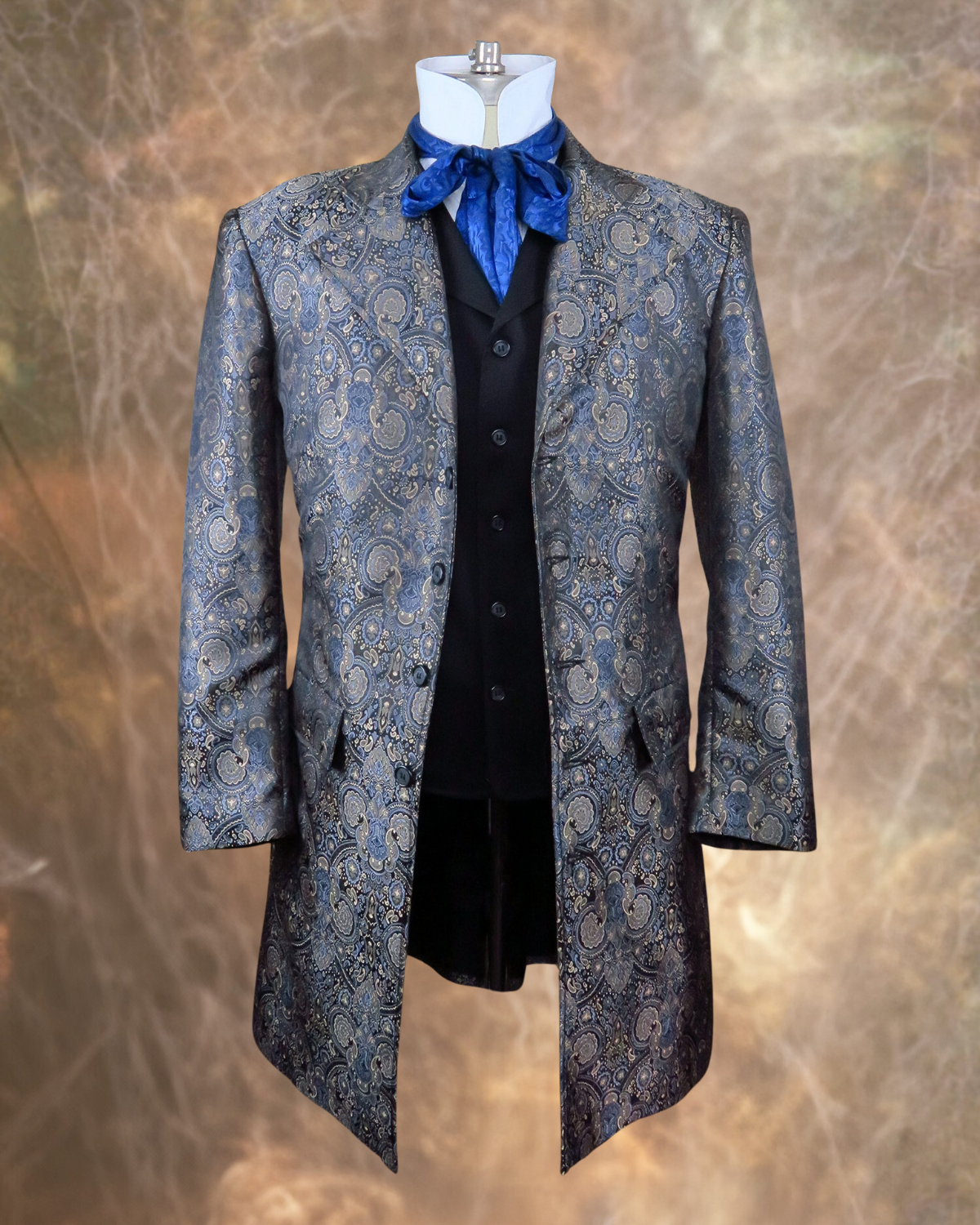 Men's Brocade Frock Coat - Gunmetal