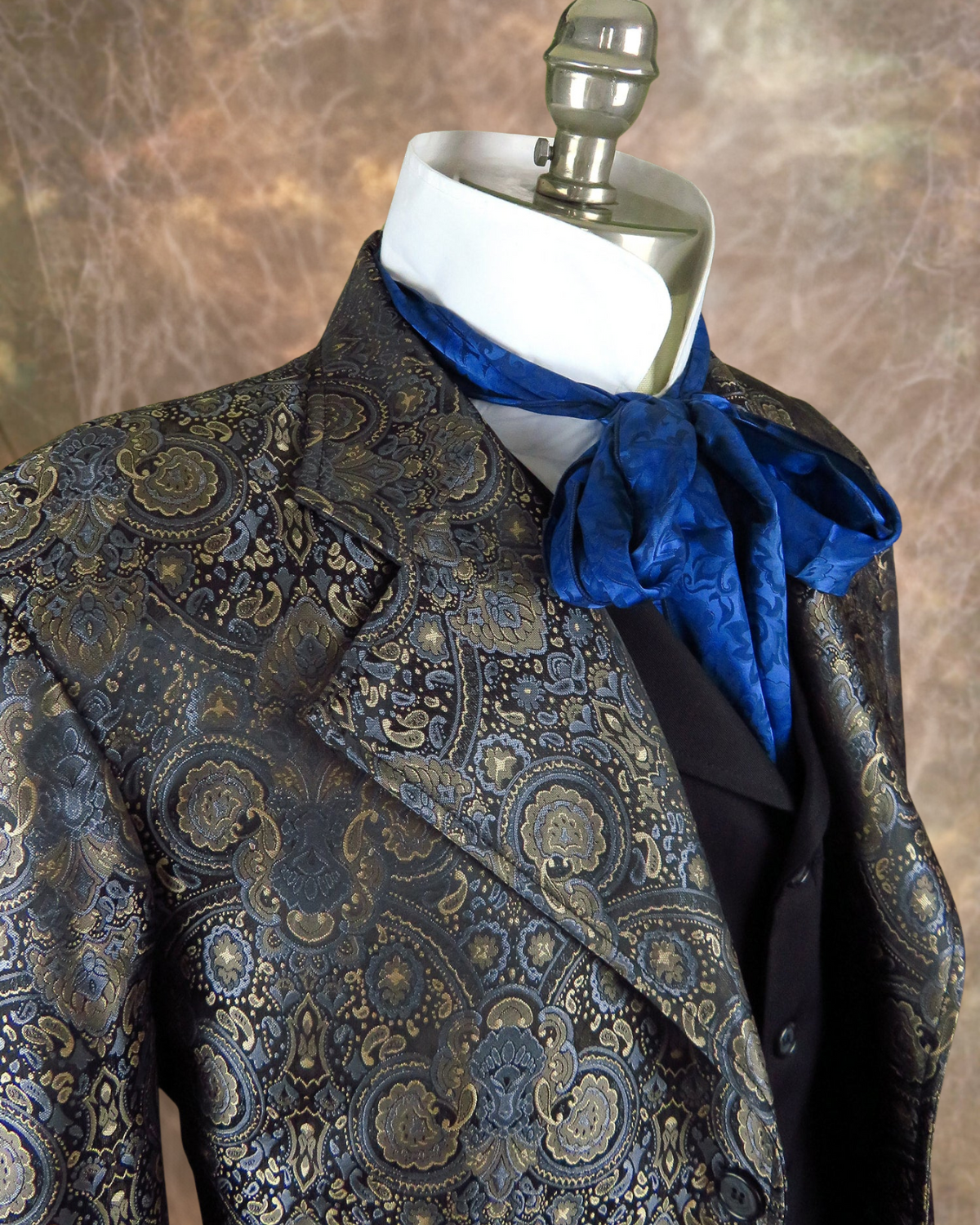 Men's Brocade Frock Coat - Gunmetal