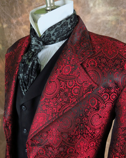 Men's Brocade Frock Coat - Red