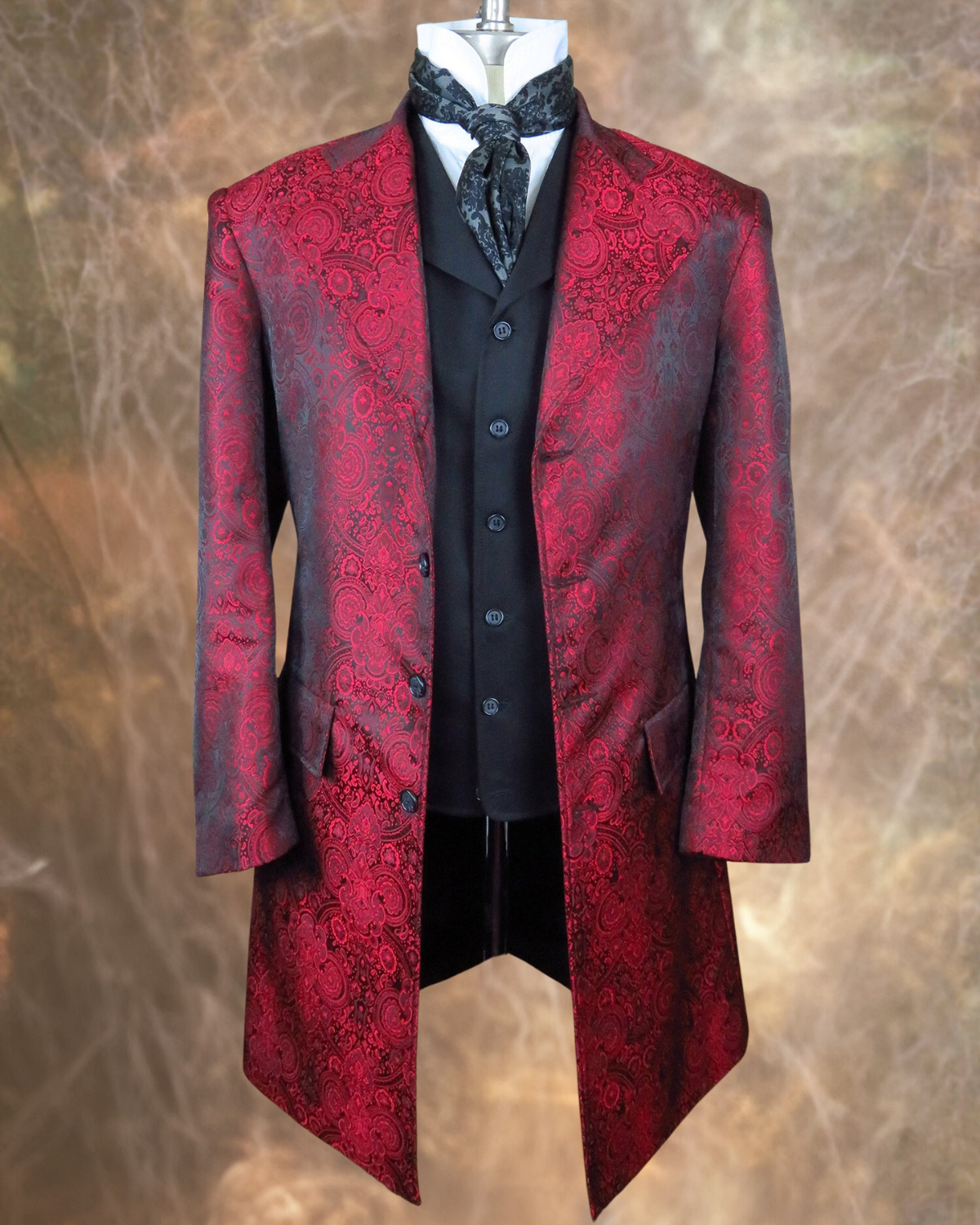 Men's Brocade Frock Coat - Red