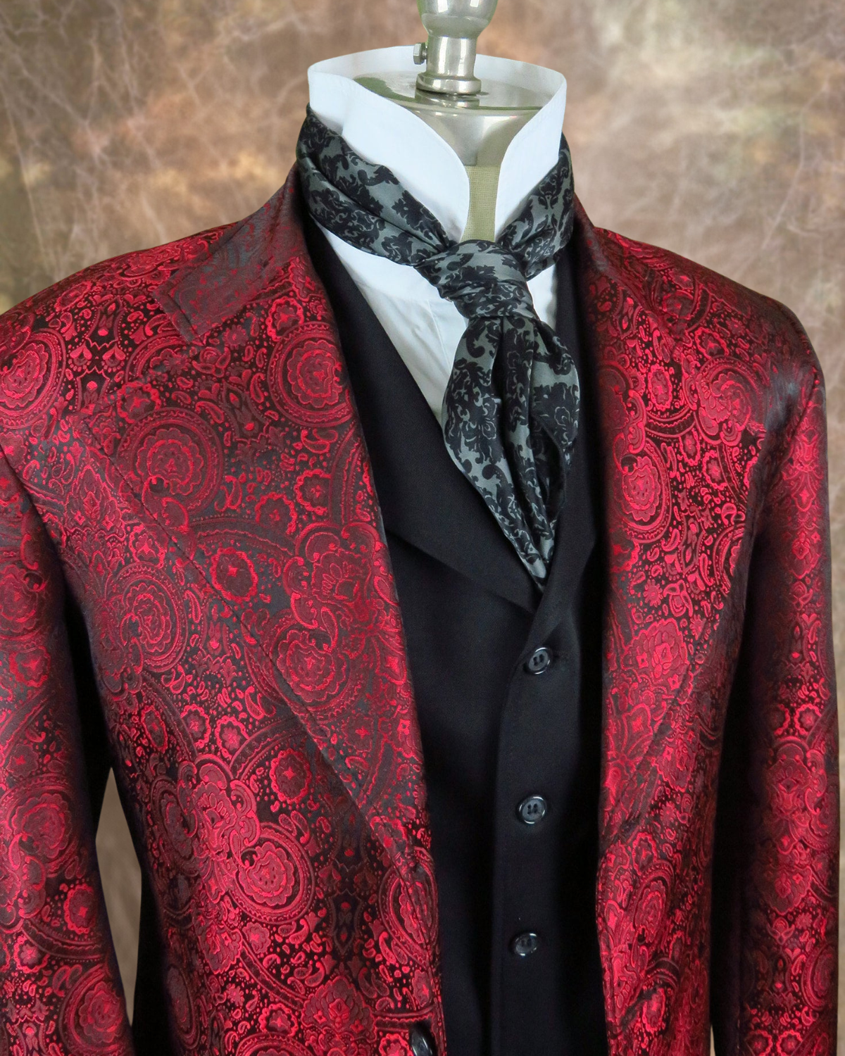 Men's Brocade Frock Coat - Red