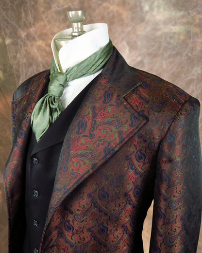 Men's Brocade Frock Coat - Rust, Blue, Green - RBG