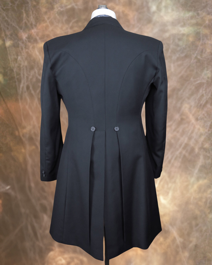 Men's Frock Coat - Black Gaberdine Wool