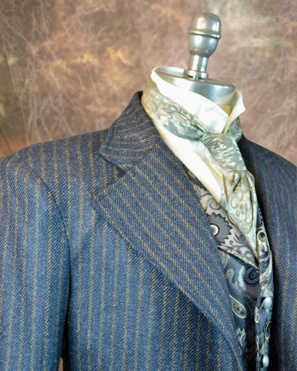 Men's Frock Coat - Diagonal Tan Chalk Stripe #608