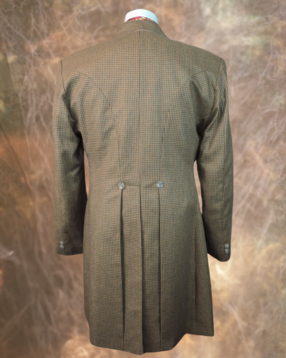 Men's Frock Coat - Golden Palm and Olive Houndstooth Silk #4763