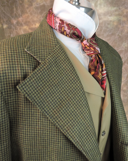 Men's Frock Coat - Golden Palm and Olive Houndstooth Silk #4763