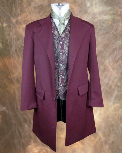 Men's Frock Coat - Merlot Wool 700b