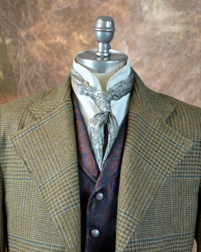 Men's Frock Coat - Tan and Brown Glen Plaid with Green Windowpane f95