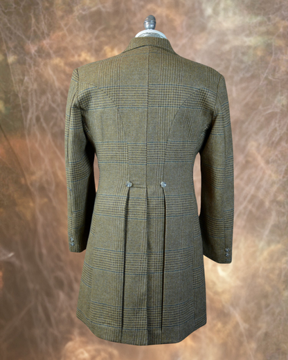 Men's Frock Coat - Tan and Brown Glen Plaid with Green Windowpane f95