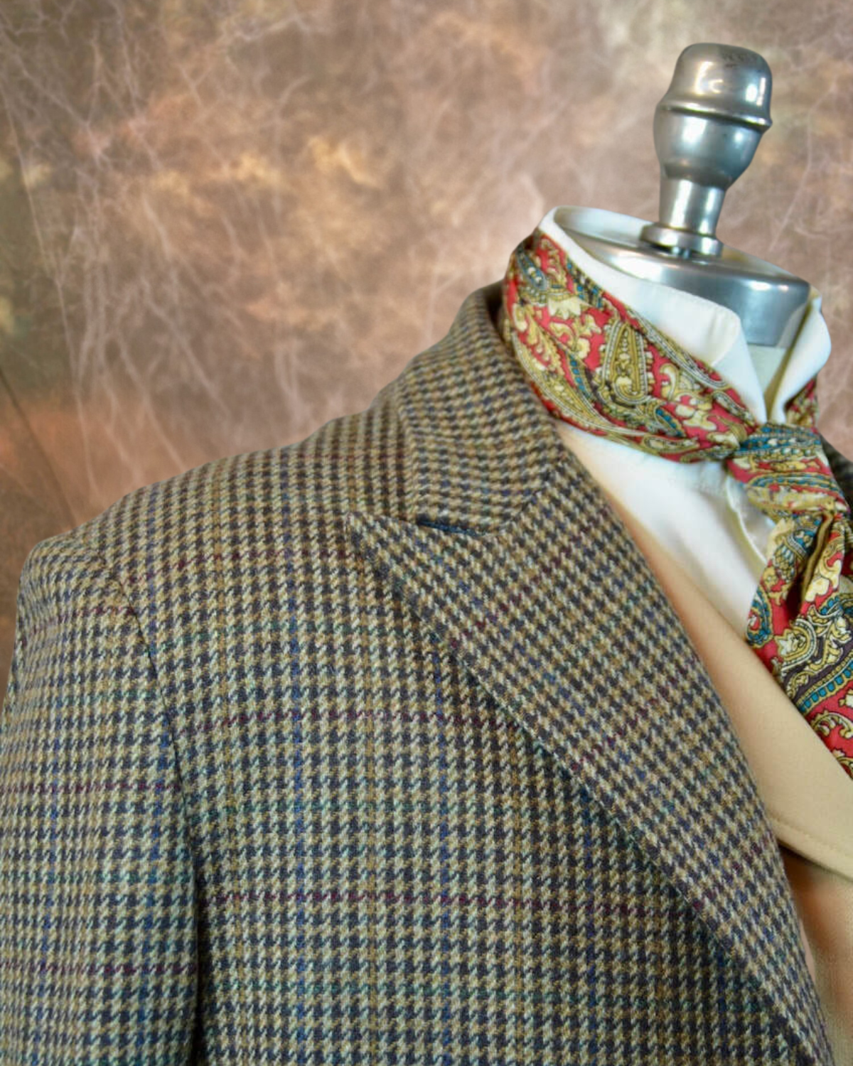 Men's Town Coat - Brown, Copper and Green Houndstooth f61