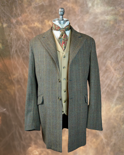 Men's Town Coat - Brown, Copper and Green Houndstooth f61