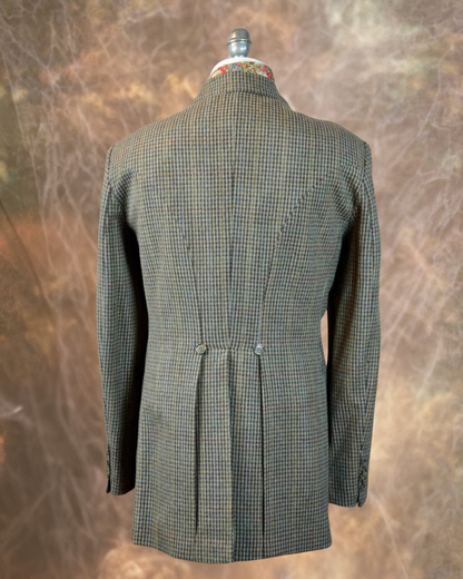 Men's Town Coat - Brown, Copper and Green Houndstooth f61