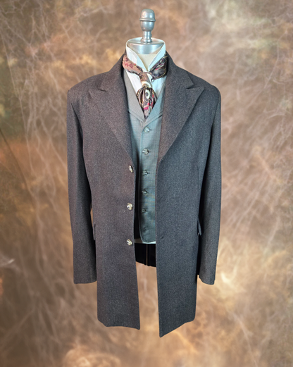 Men's Town Coat - Coffee Brown Herringbone