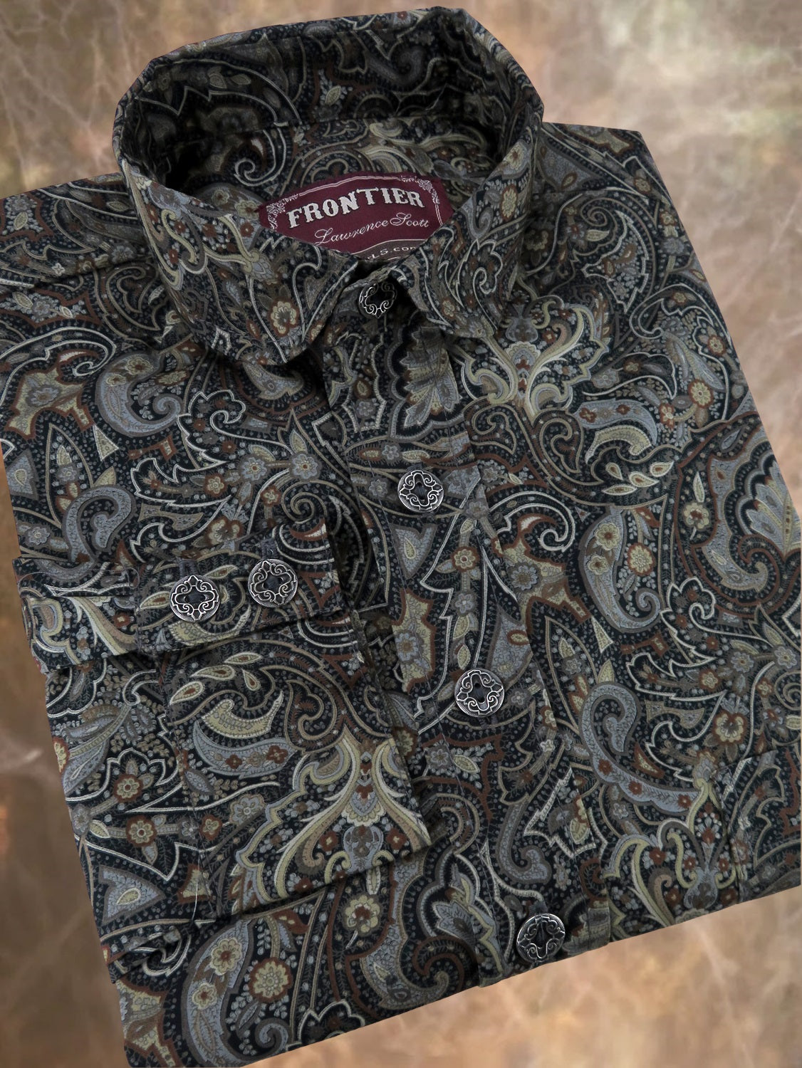 Brick and Taupe Acanthus Paisley Men's Dakota Shirt