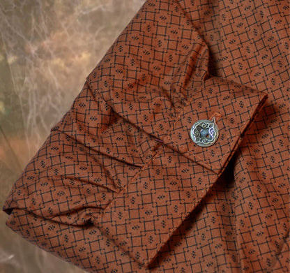 Brick Red Lattice Men's Victorian Shirt