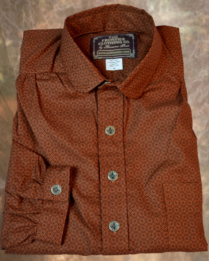 Brick Red Lattice Men's Victorian Shirt