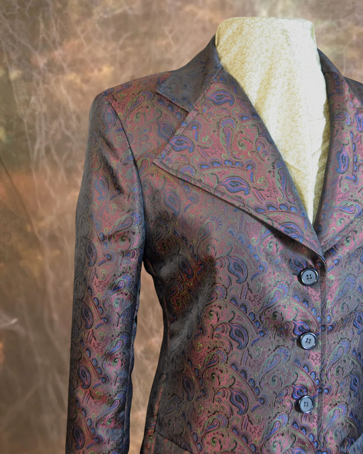 Women's Brocade Frock Coat - Rust Blue Green - RBG