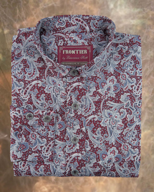 Durango Paisley in Burgundy and Periwinkle Men's Dakota Shirt