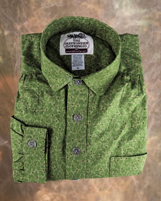 Fern Green and Seafoam Calico Men's Victorian Shirt