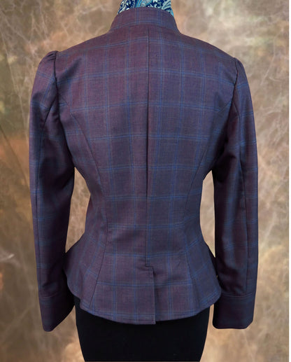 Women's Victoriana Jacket - Iris with Light Blue Windowpane #973-B