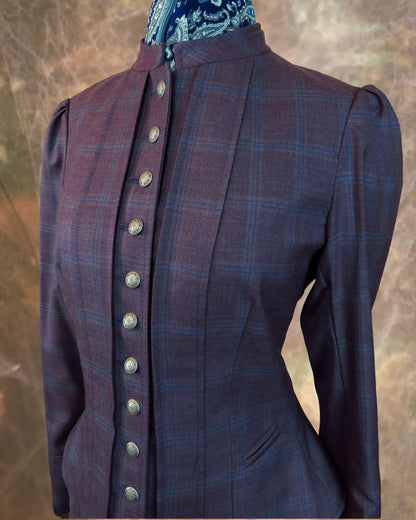 Women's Victoriana Jacket - Iris with Light Blue Windowpane #973-B