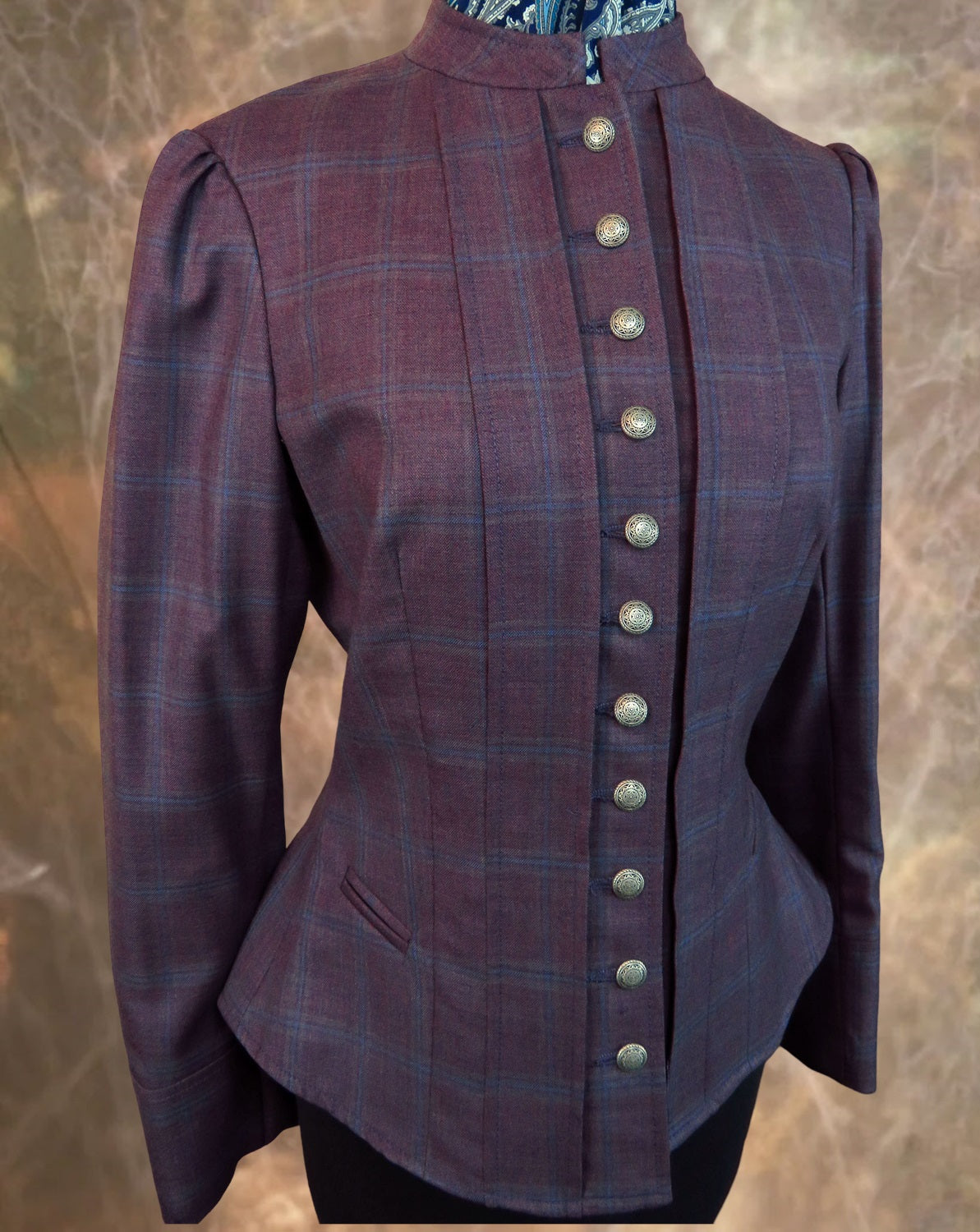 Women's Victoriana Jacket - Iris with Light Blue Windowpane #973-B