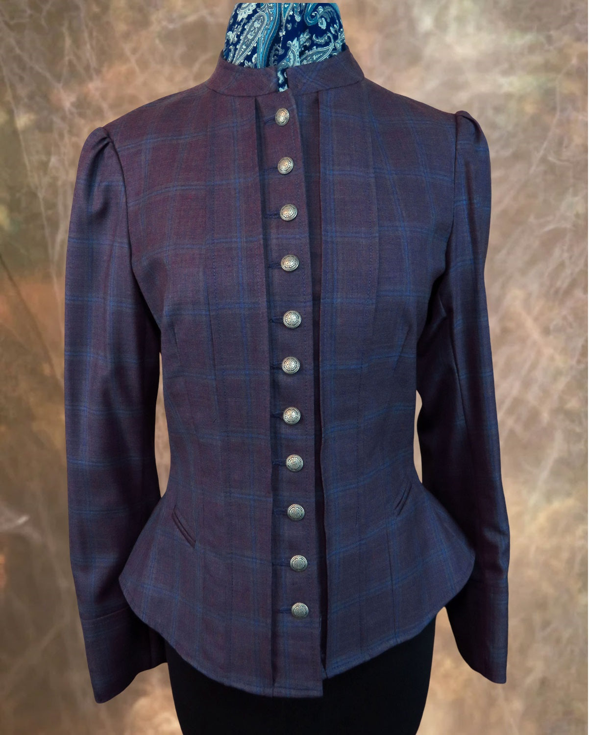 Women's Victoriana Jacket - Iris with Light Blue Windowpane #973-B