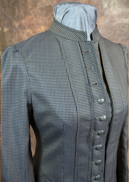 Women's Victoriana Jacket - Blue, Black and Tan Mini-Check 932