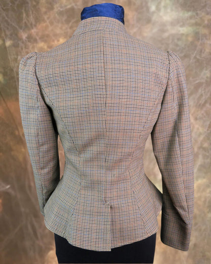 Women's Victoriana Jacket - Tan, Black, Rust and Navy Mini Houndstooth #669