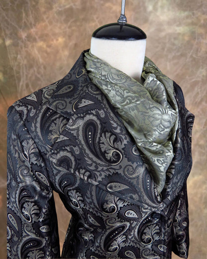 Women's Brocade Frock Coat - Brown Paisley