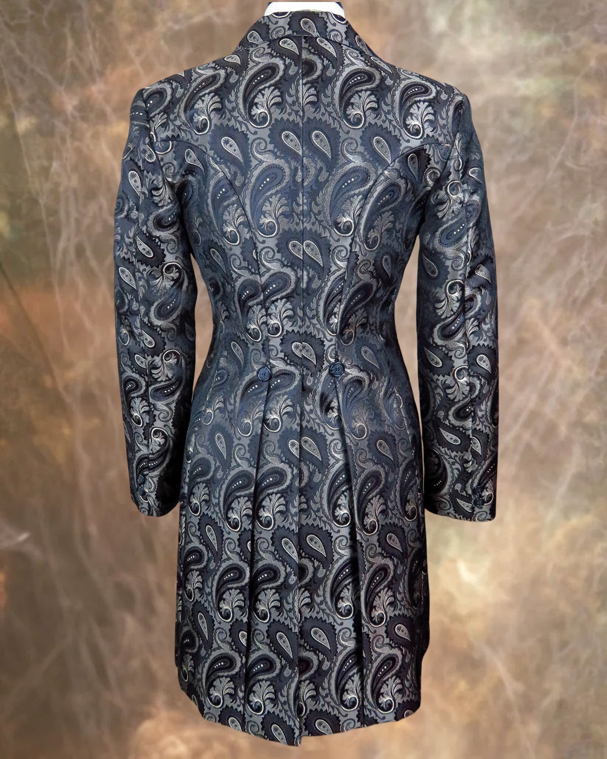 Women's Brocade Frock Coat - Brown Paisley