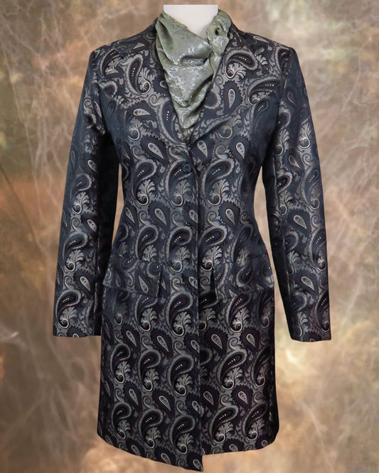 Women's Brocade Frock Coat - Brown Paisley