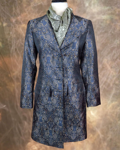 Women's Brocade Frock Coat - Gunmetal