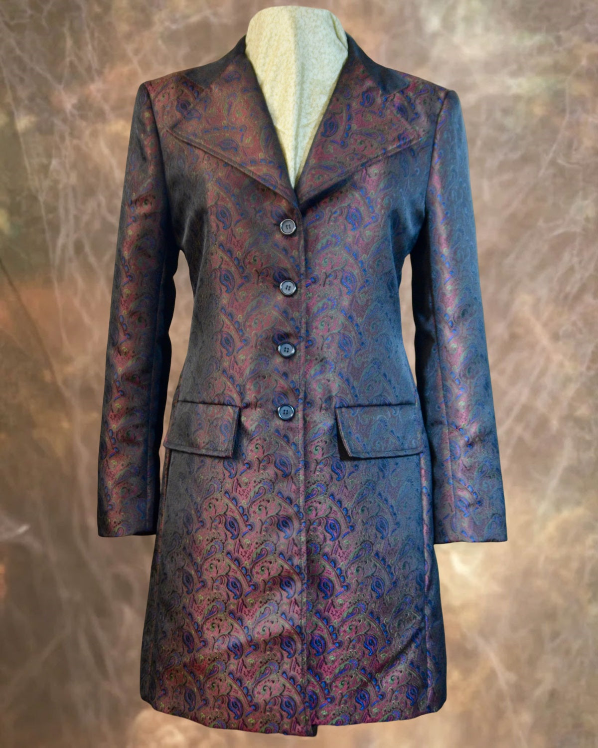 Women's Brocade Frock Coat - Rust Blue Green - RBG