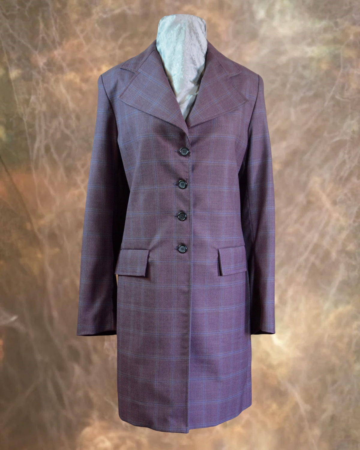 Women's Frock Coat - Iris with Light Blue Windowpane 973b