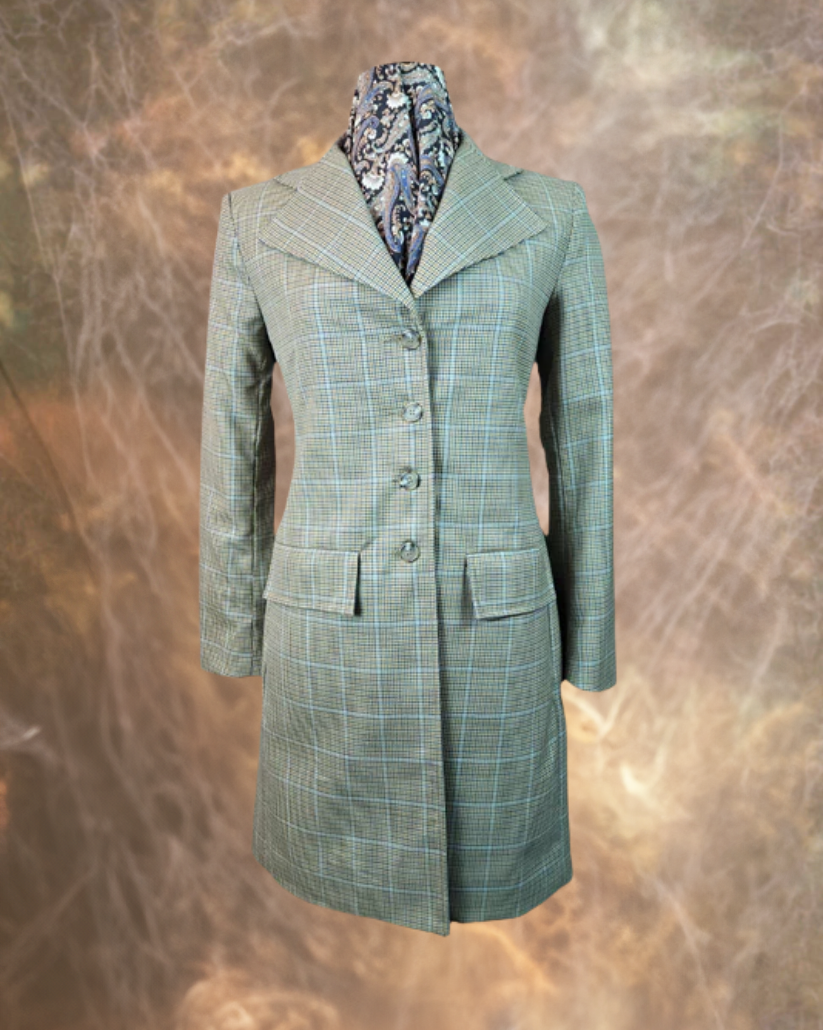 Women's Frock Coat - Tan, Black, Rust and Navy Mini Herringbone