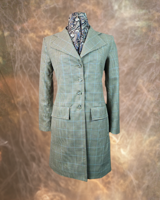 Women's Frock Coat - Tan, Black, Rust and Navy Mini Herringbone