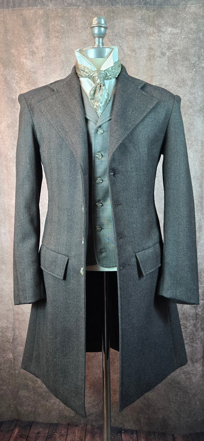 Men's Frock Coat - Brown and Black Herringbone